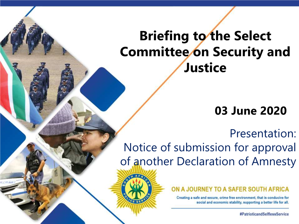 Briefing to the Select Committee on Security and Justice