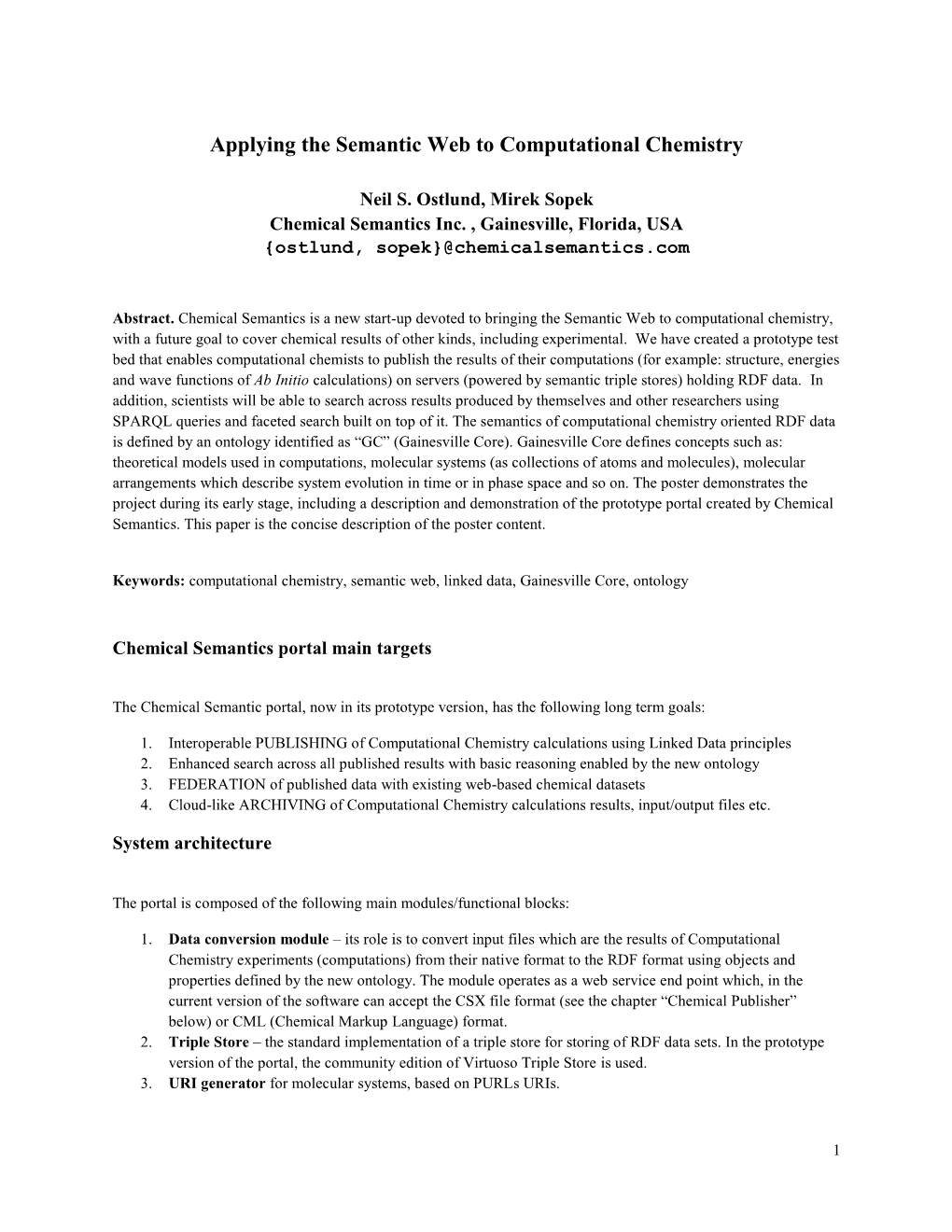 Applying the Semantic Web to Computational Chemistry