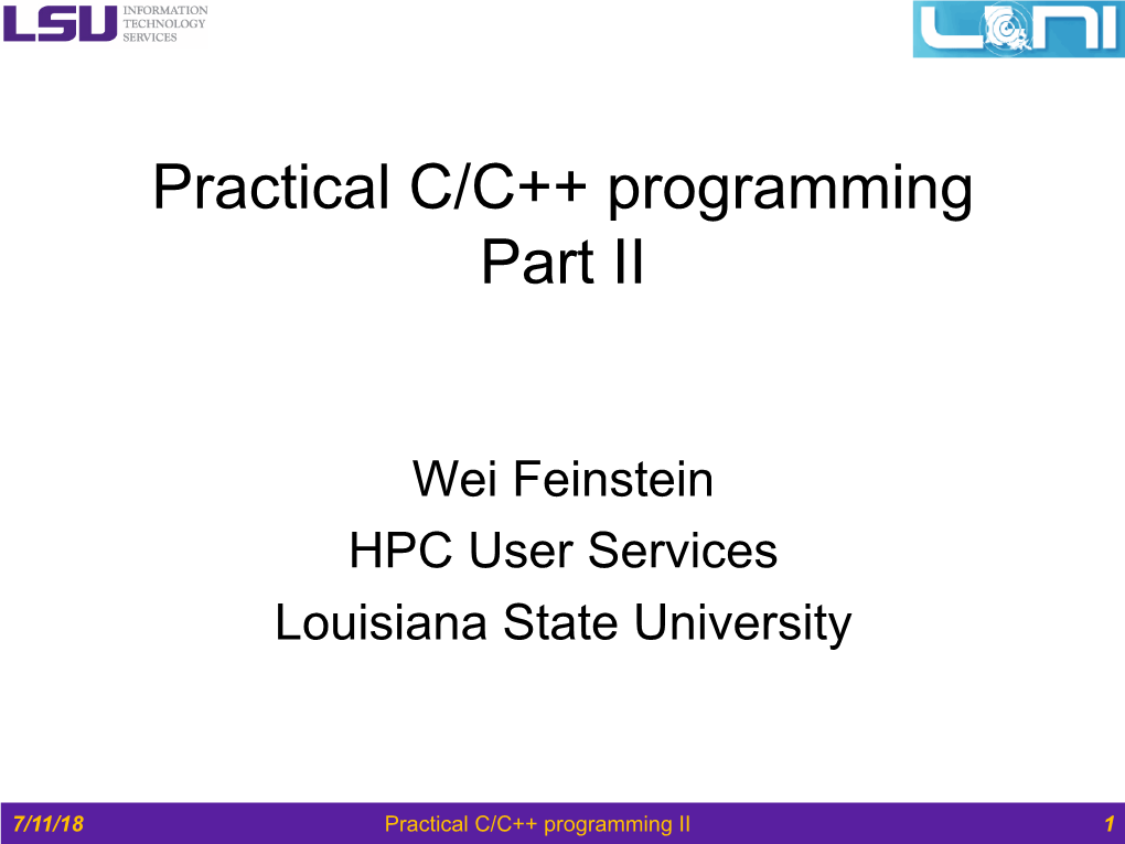 Practical C/C++ Programming Part II