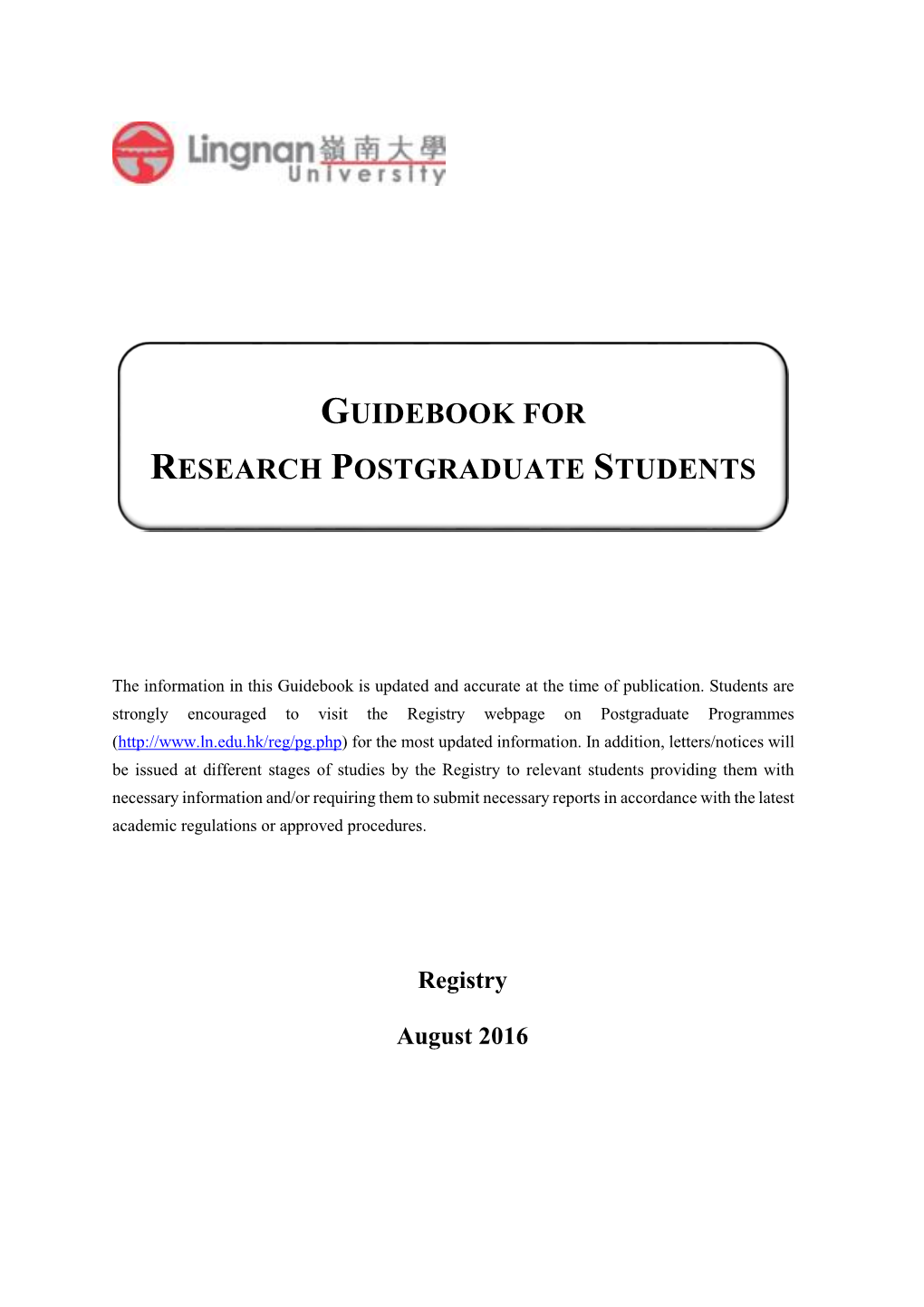 Guidebook for Research Postgraduate Students