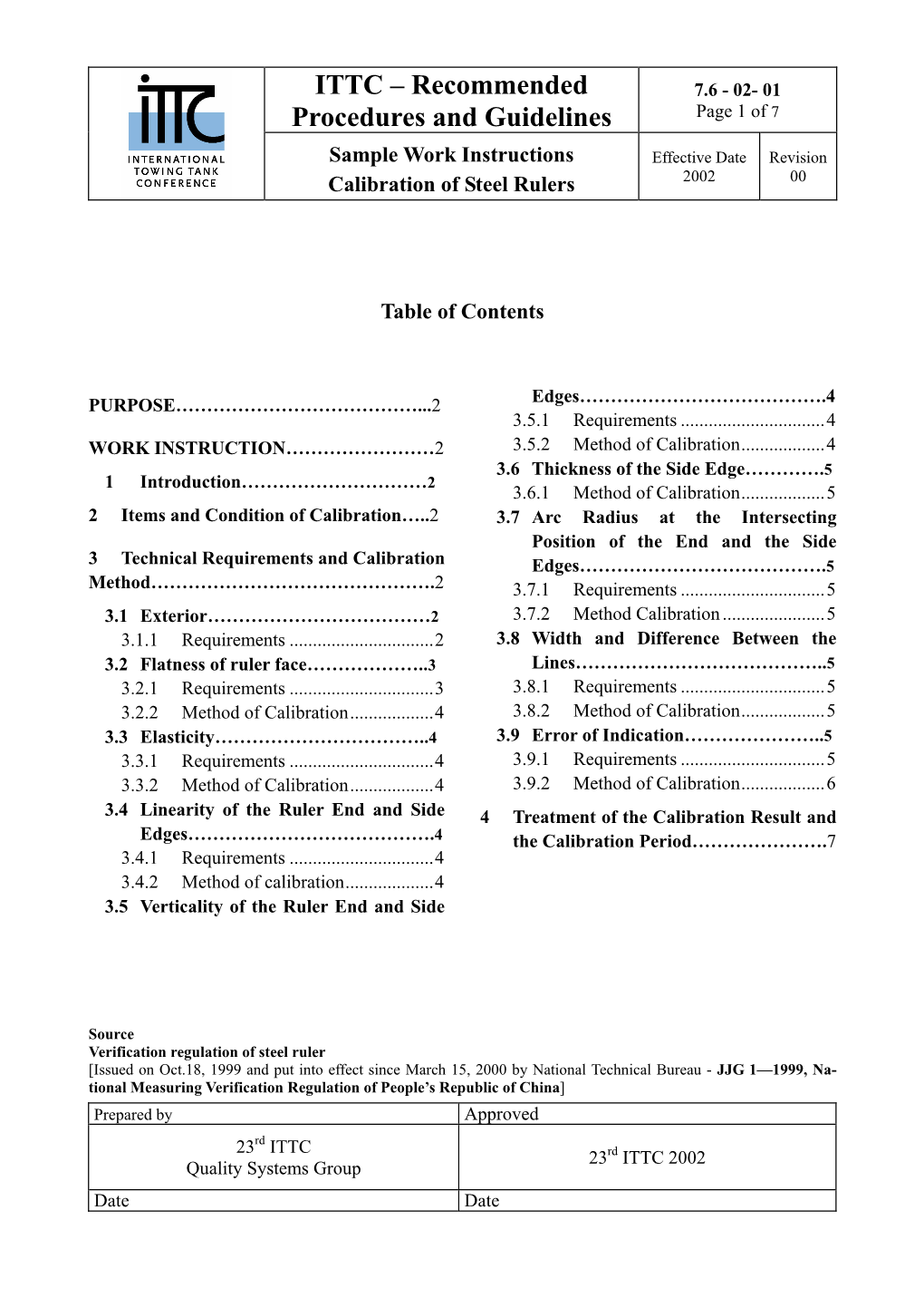 Verification Regulation of Steel Ruler