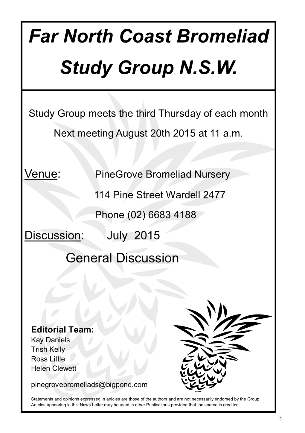 Far North Coast Bromeliad Study Group N.S.W