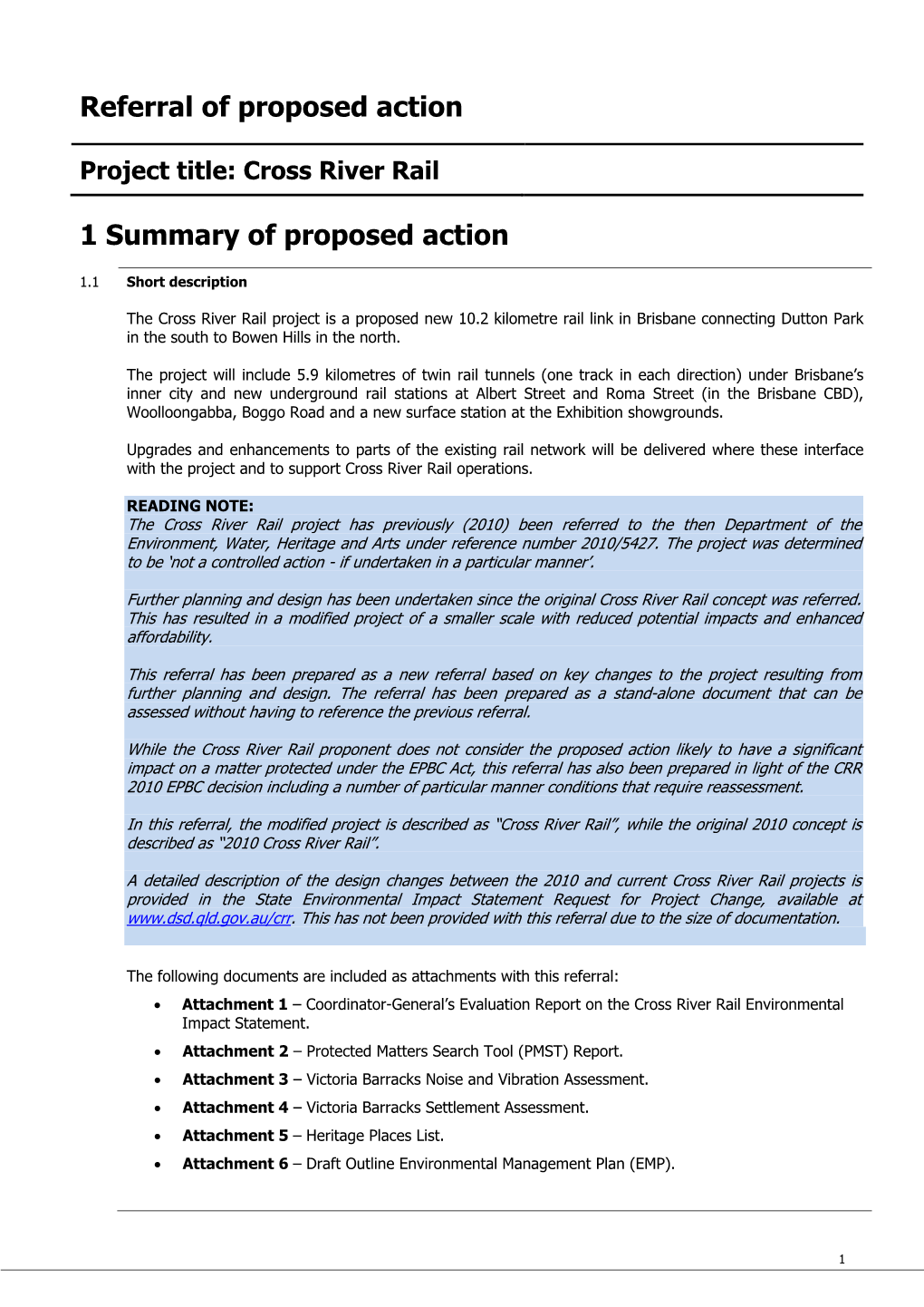 Referral of Proposed Action