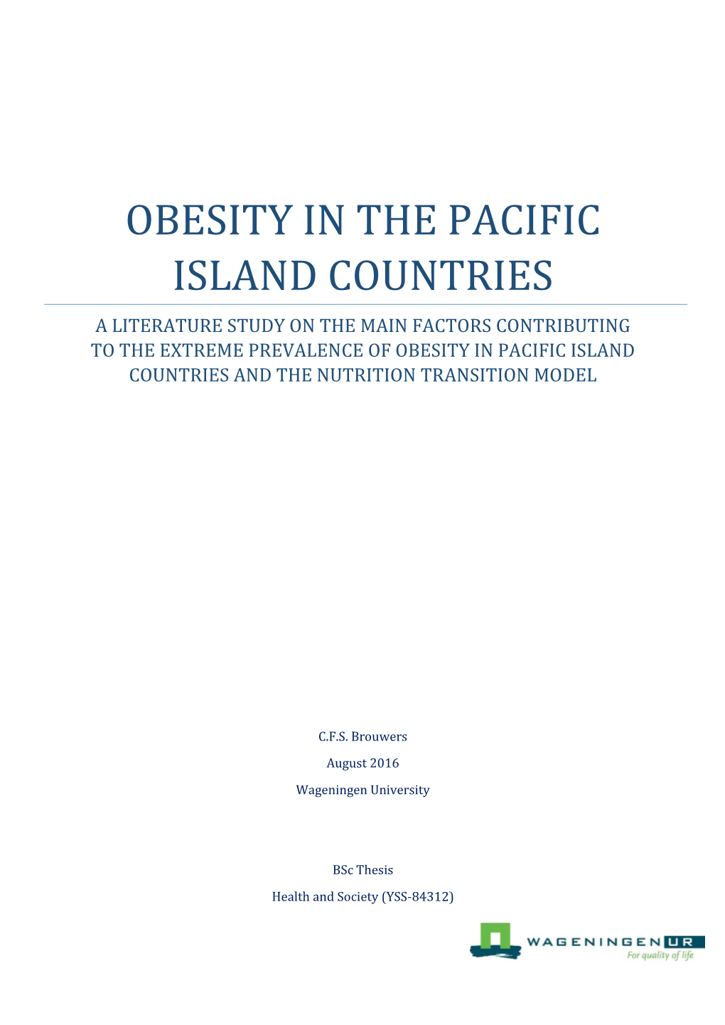 Obesity in the Pacific Island Countries