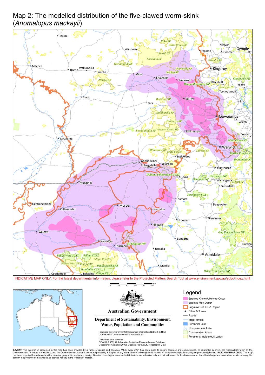 The Modelled Distribution of the Five-Clawed Worm-Skink (Anomalopus Mackayii)