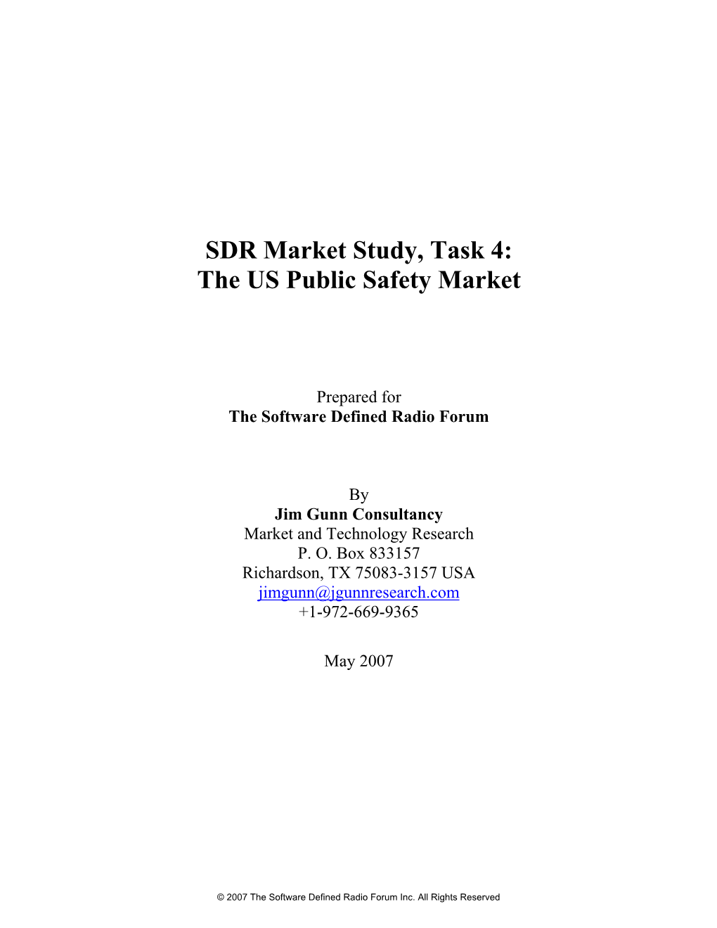 SDR Market Study, Task 4: the US Public Safety Market