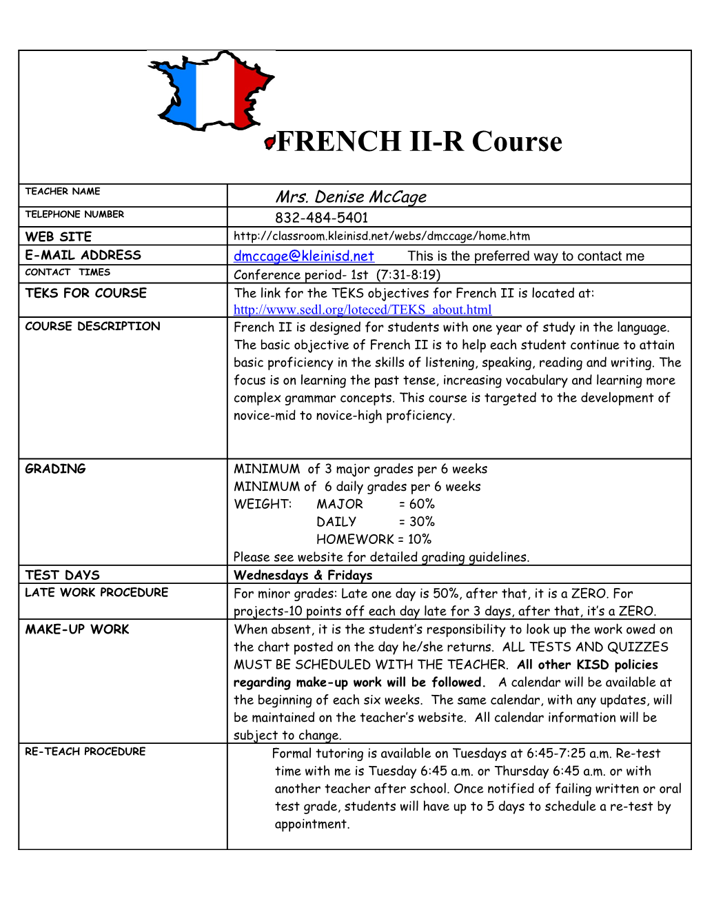 French Ii-R Syllabus s1