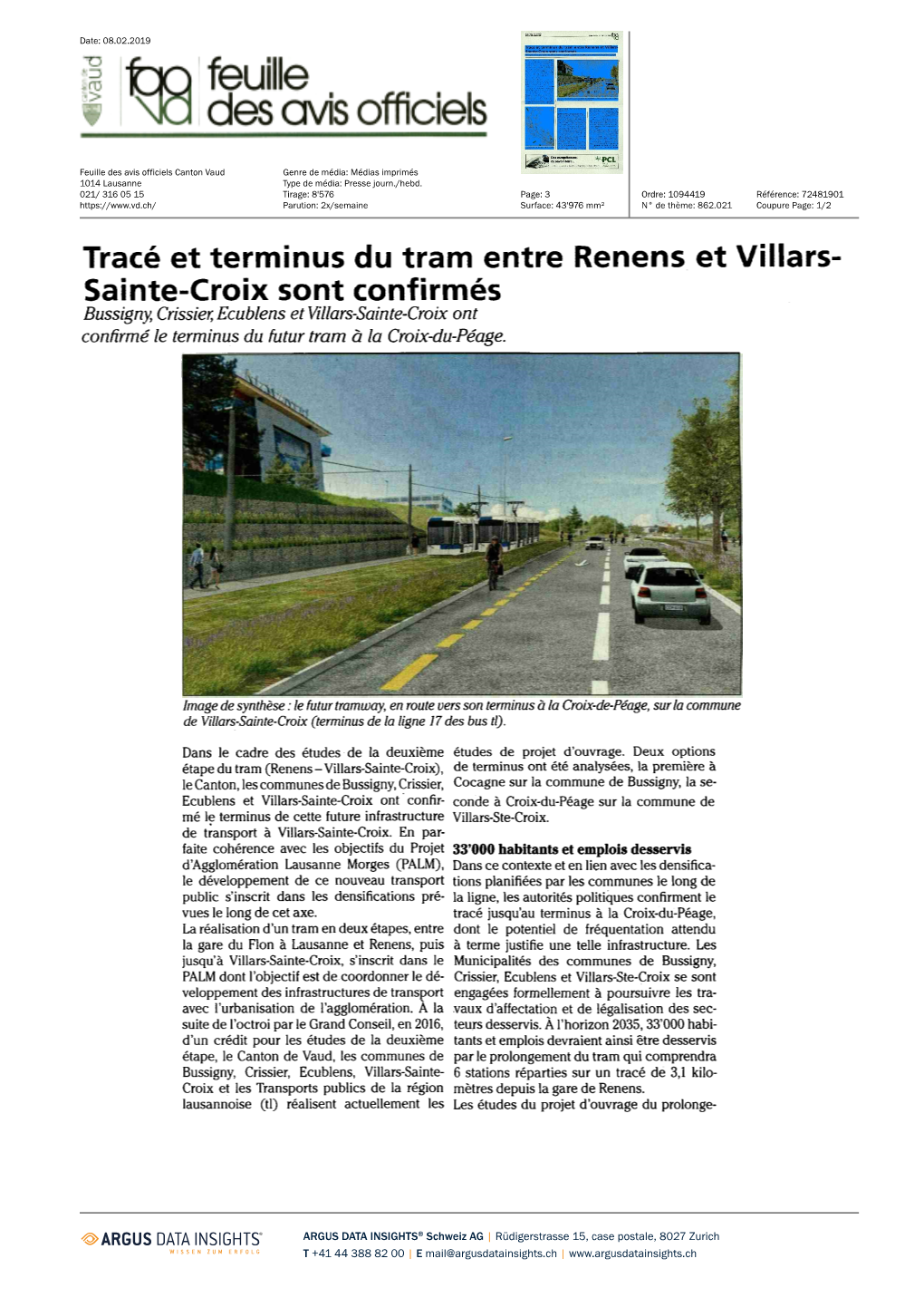 Tracé Et Terminus Du Tram Entre Renens Et Villars