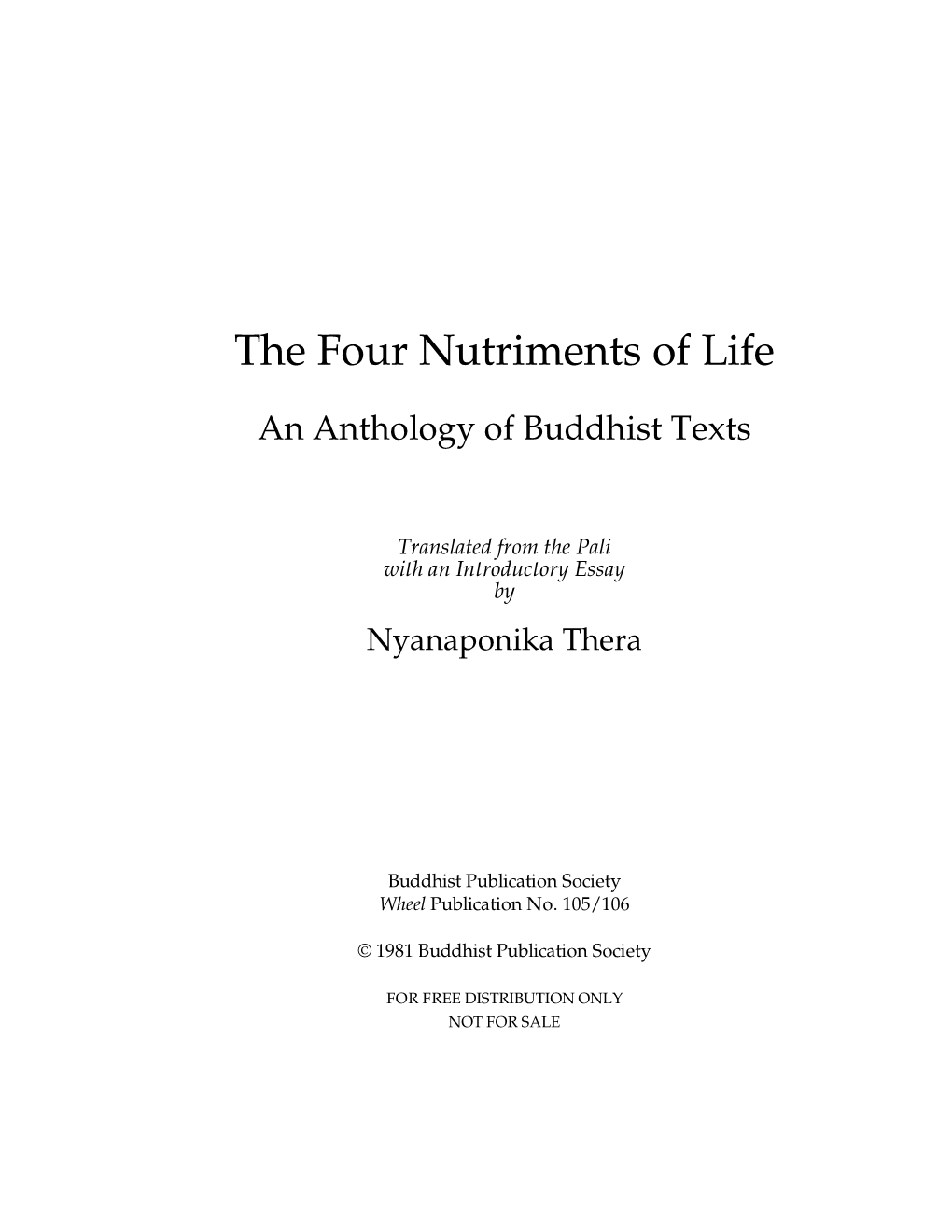 The Four Nutriments of Life