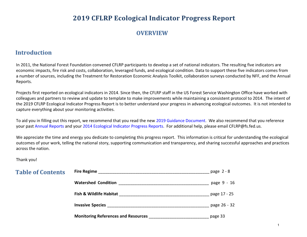 2019 Ecological Indicator Report