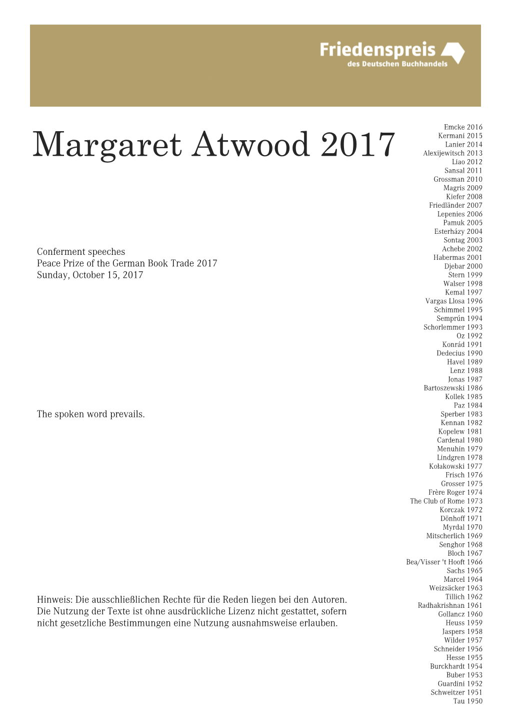 Margaret Atwood 2017