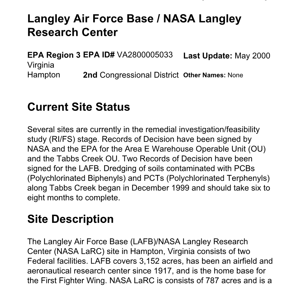 Npl Fact Sheets (Initial Title)