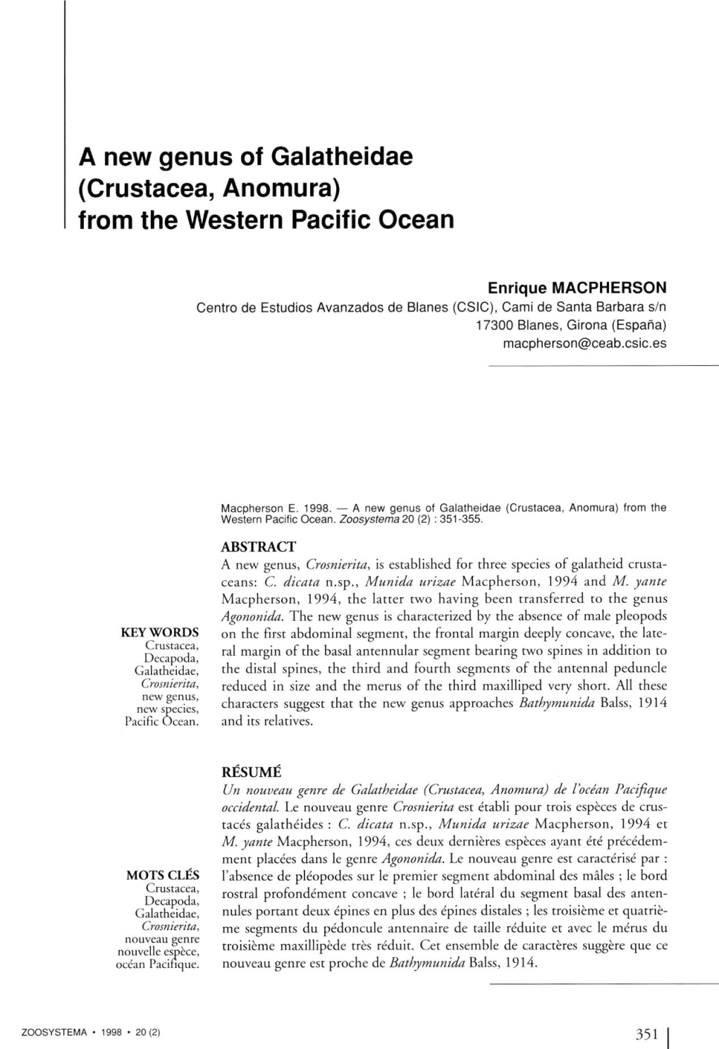 (Crustacea, Anomura) from the Western Pacific Océan