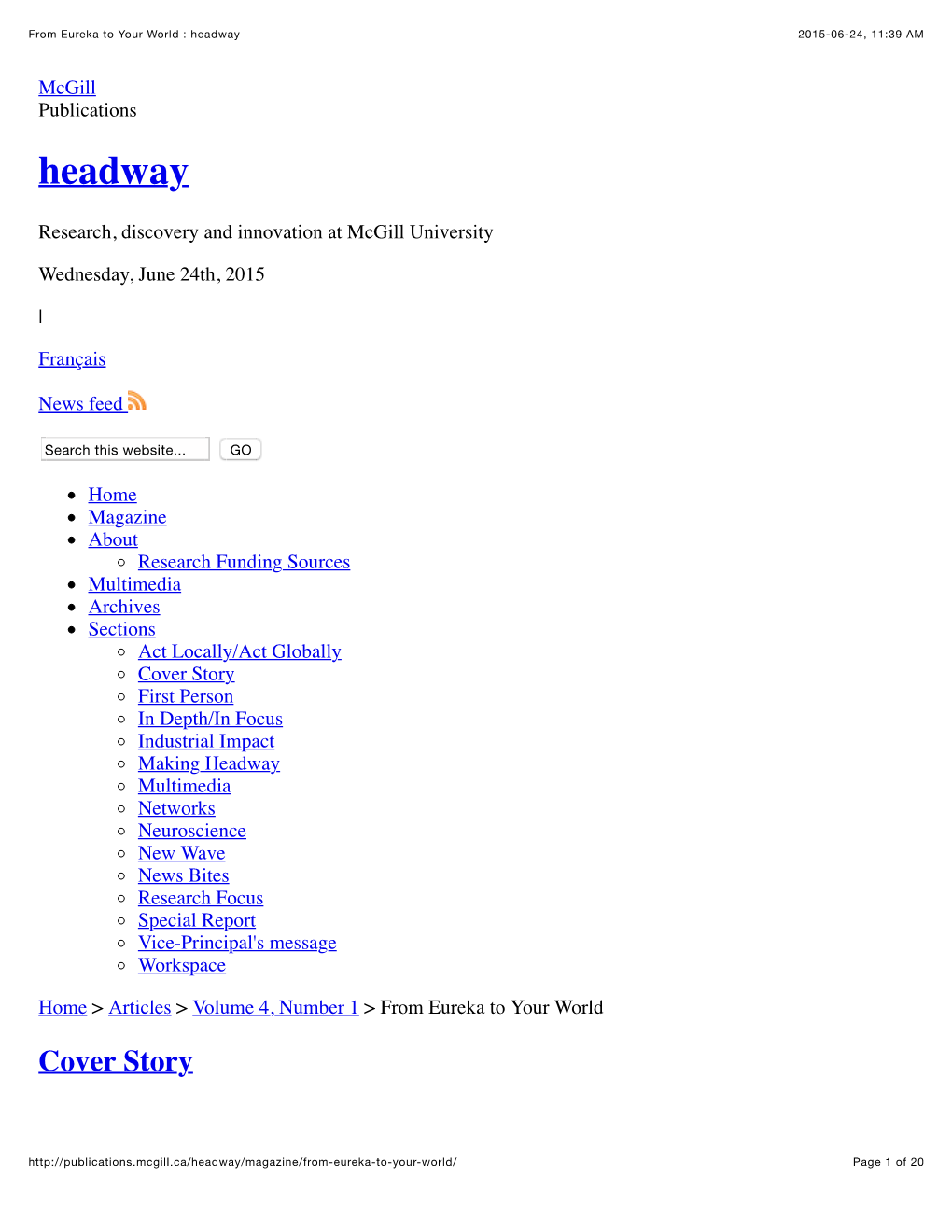 From Eureka to Your World : Headway 2015-06-24, 11:39 AM