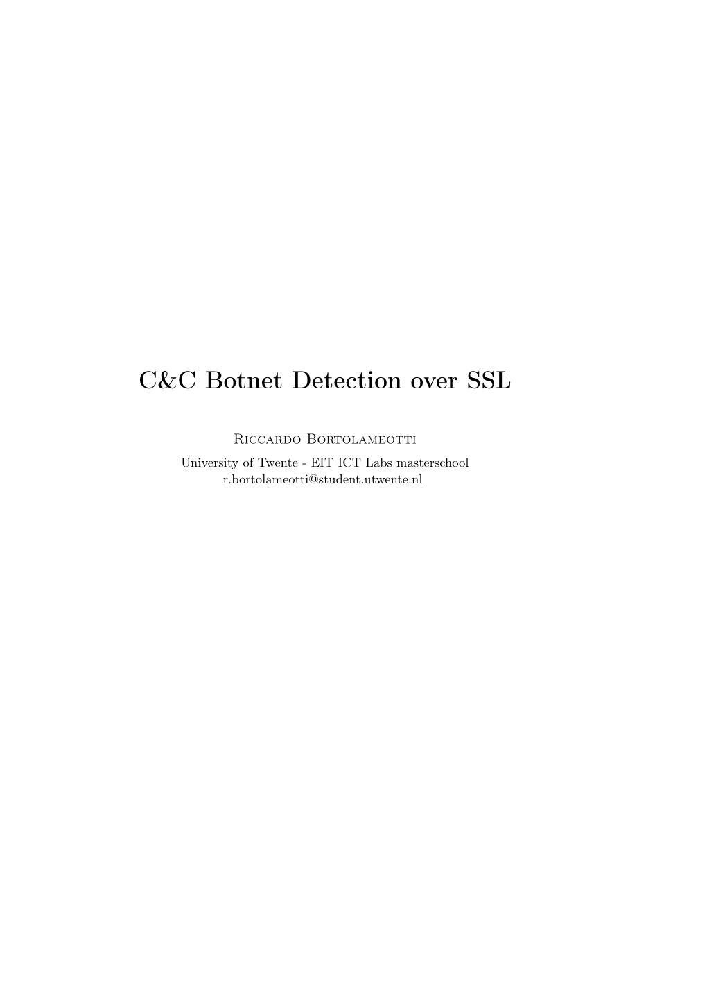 C&C Botnet Detection Over