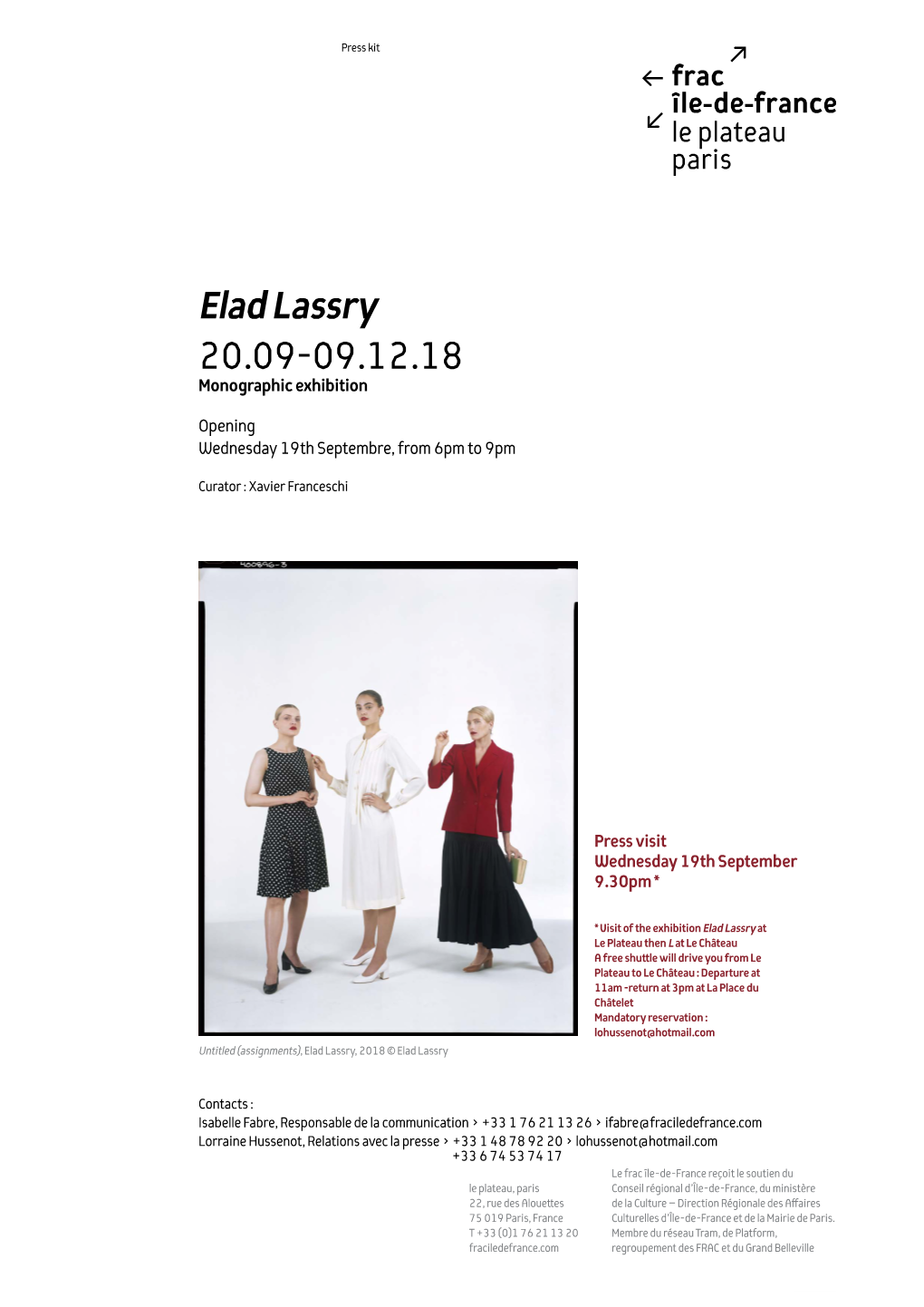 Elad Lassry 20.09-09.12.18 Monographic Exhibition