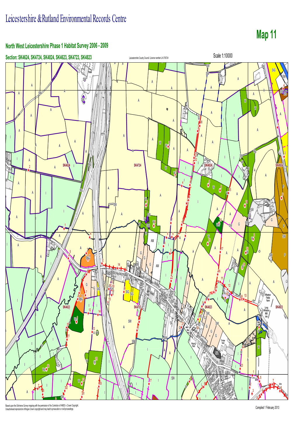 Map 11 North West Leicestershire Phase 1 Habitat Survey 2006 - 2009
