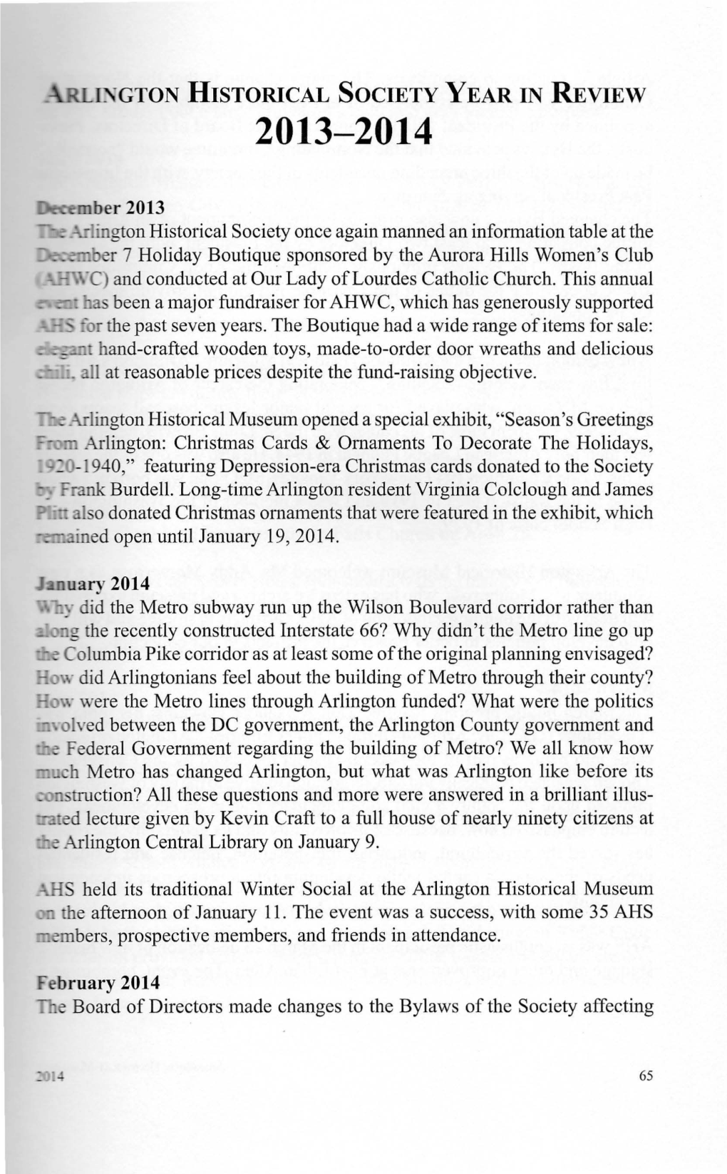 ~ Gton Historical Society Year in Review 2013-2014