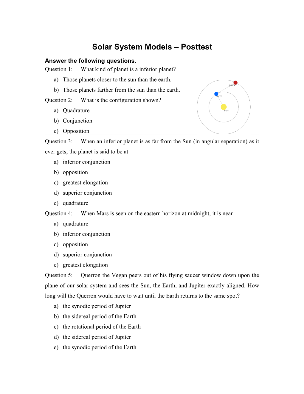 Planetary Orbit Simulator Pretest