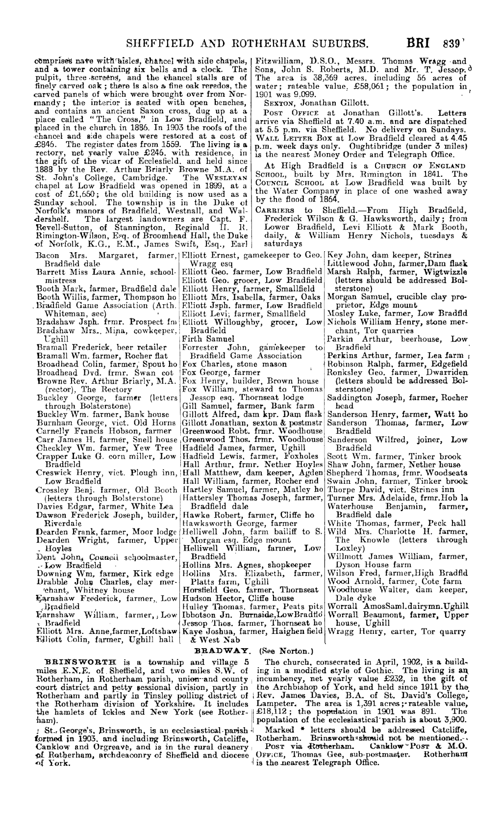 SHEFFIELD and ROTHERHA:\1 SUBURBS. BRI C~Mprisel& Nav'e Withcaisle~, Chtttlcel with Side Ch::Tpe1~, Fitzwilliam, Lj.S.O., Messrs