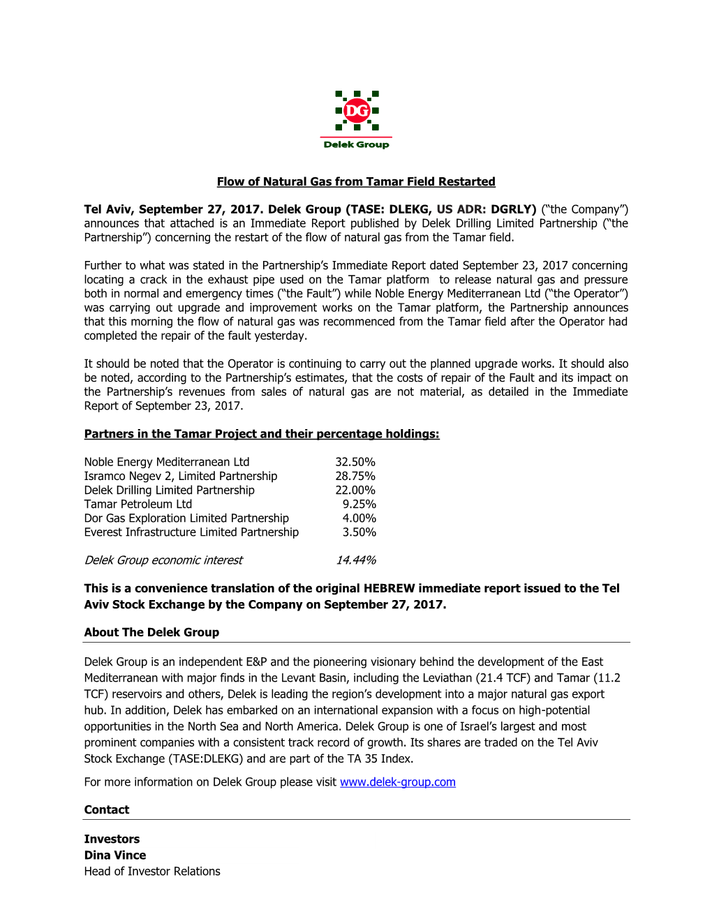 Delek Group Economic Interest 14.44%