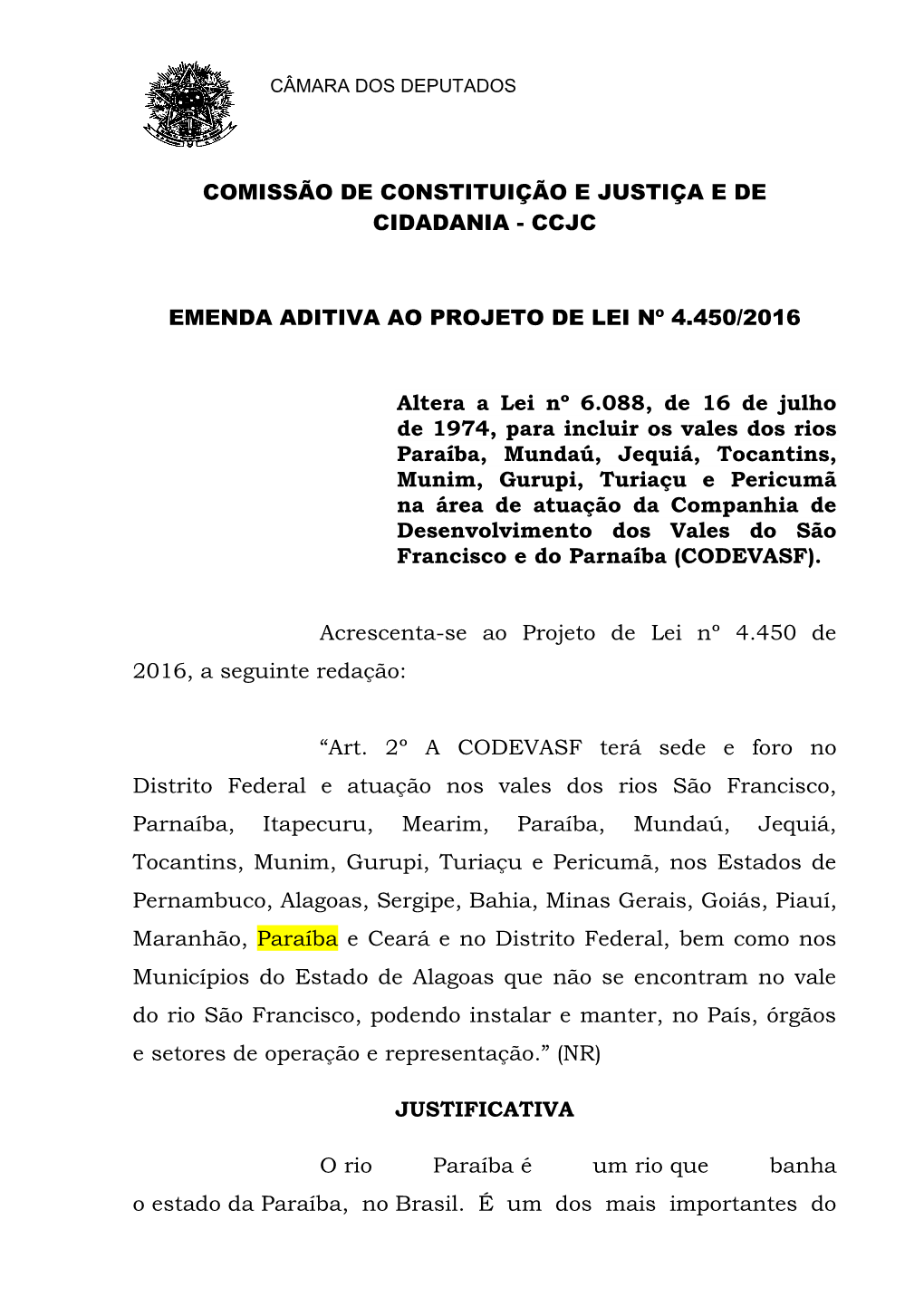 Comissão De Constituição E Justiça E De Cidadania - Ccjc