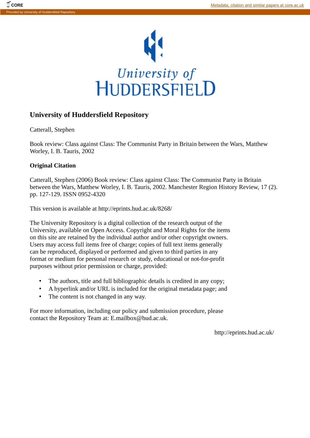 University of Huddersfield Repository