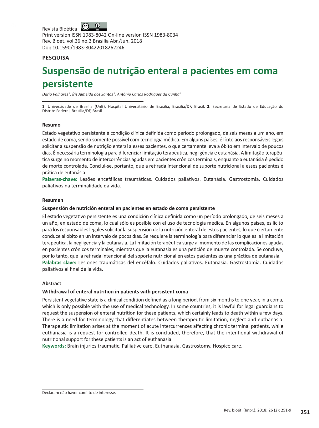 Withdrawal of Enteral Nutrition in Patients with Persistent Coma