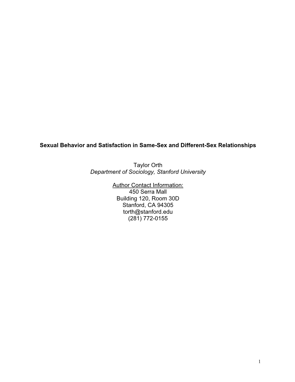 Sexual Behavior and Satisfaction in Same-Sex and Different-Sex Relationships