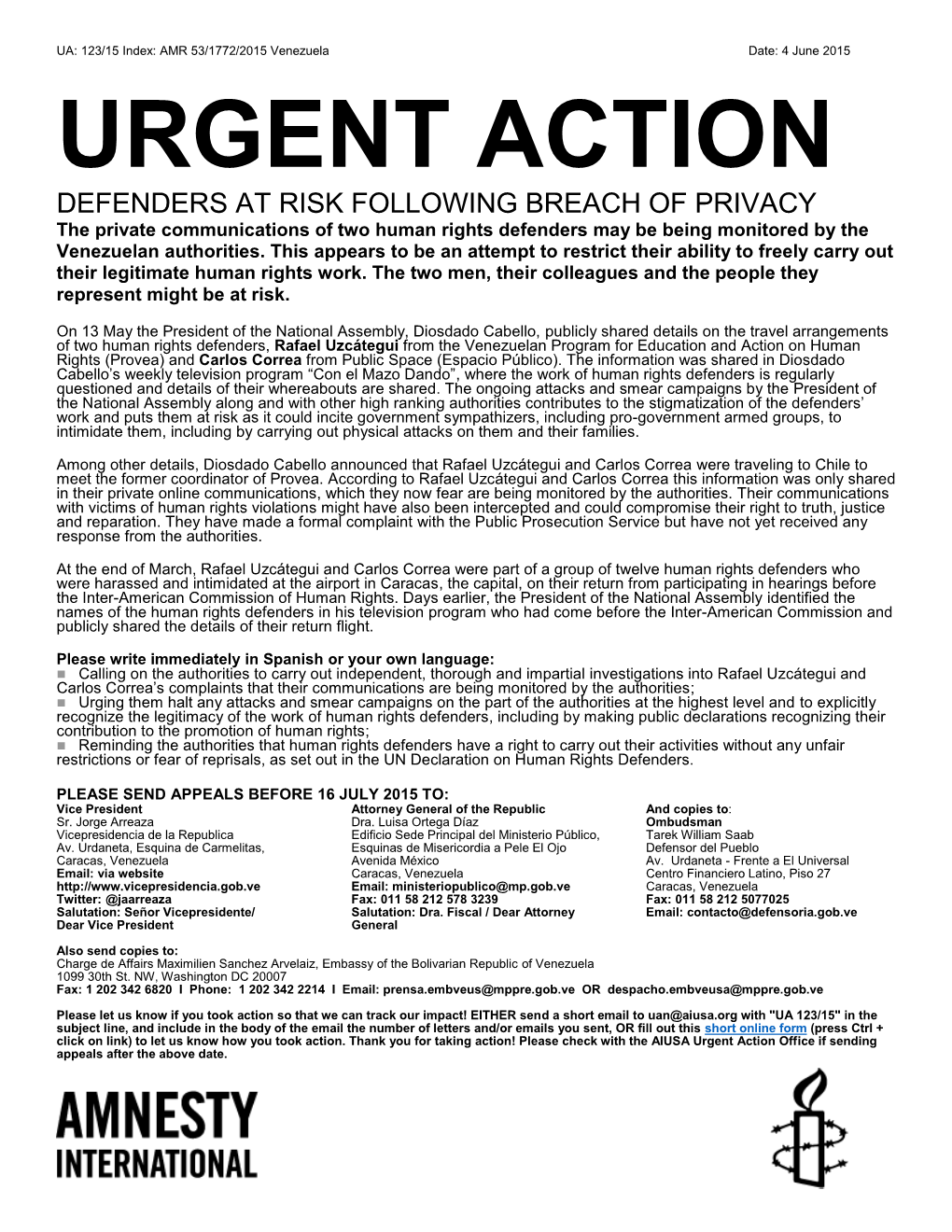 Urgent Action