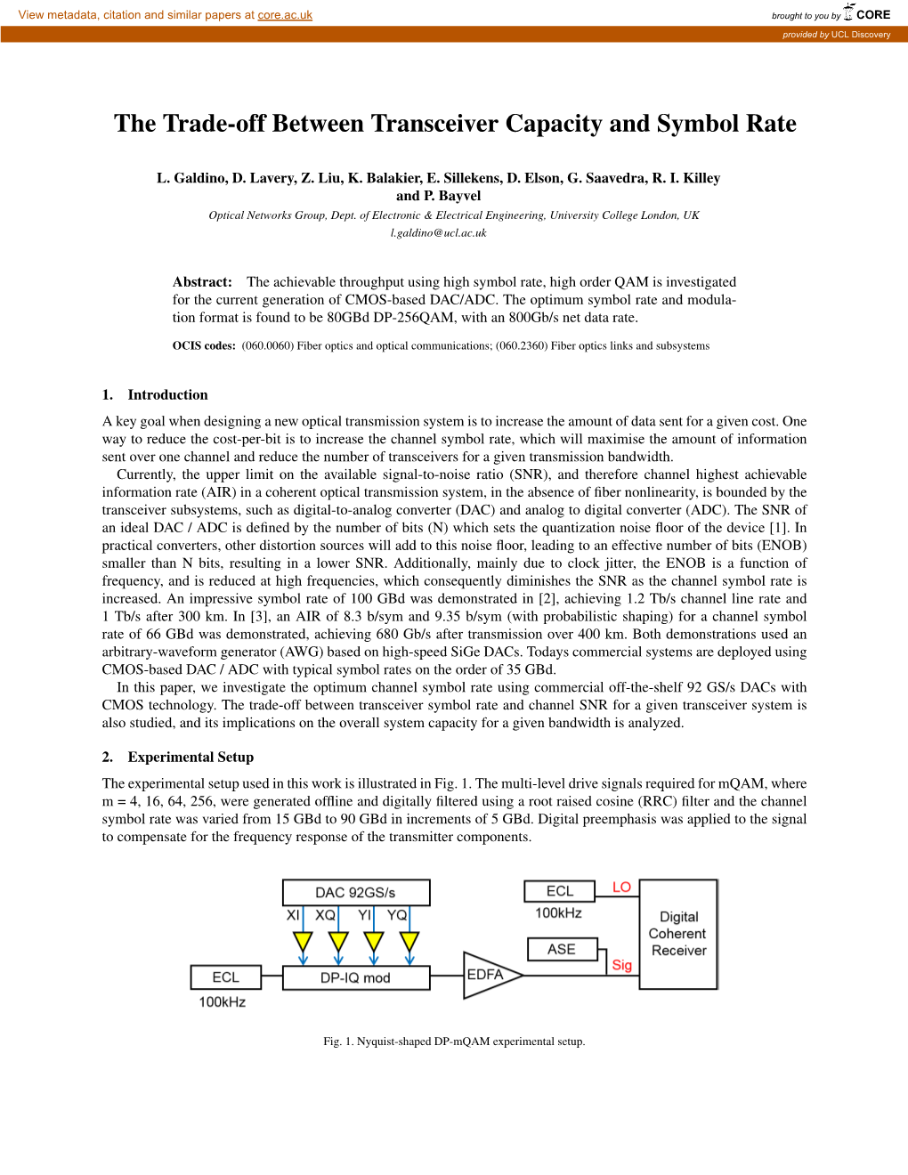 The Trade-Off Between Transceiver Capacity and Symbol Rate