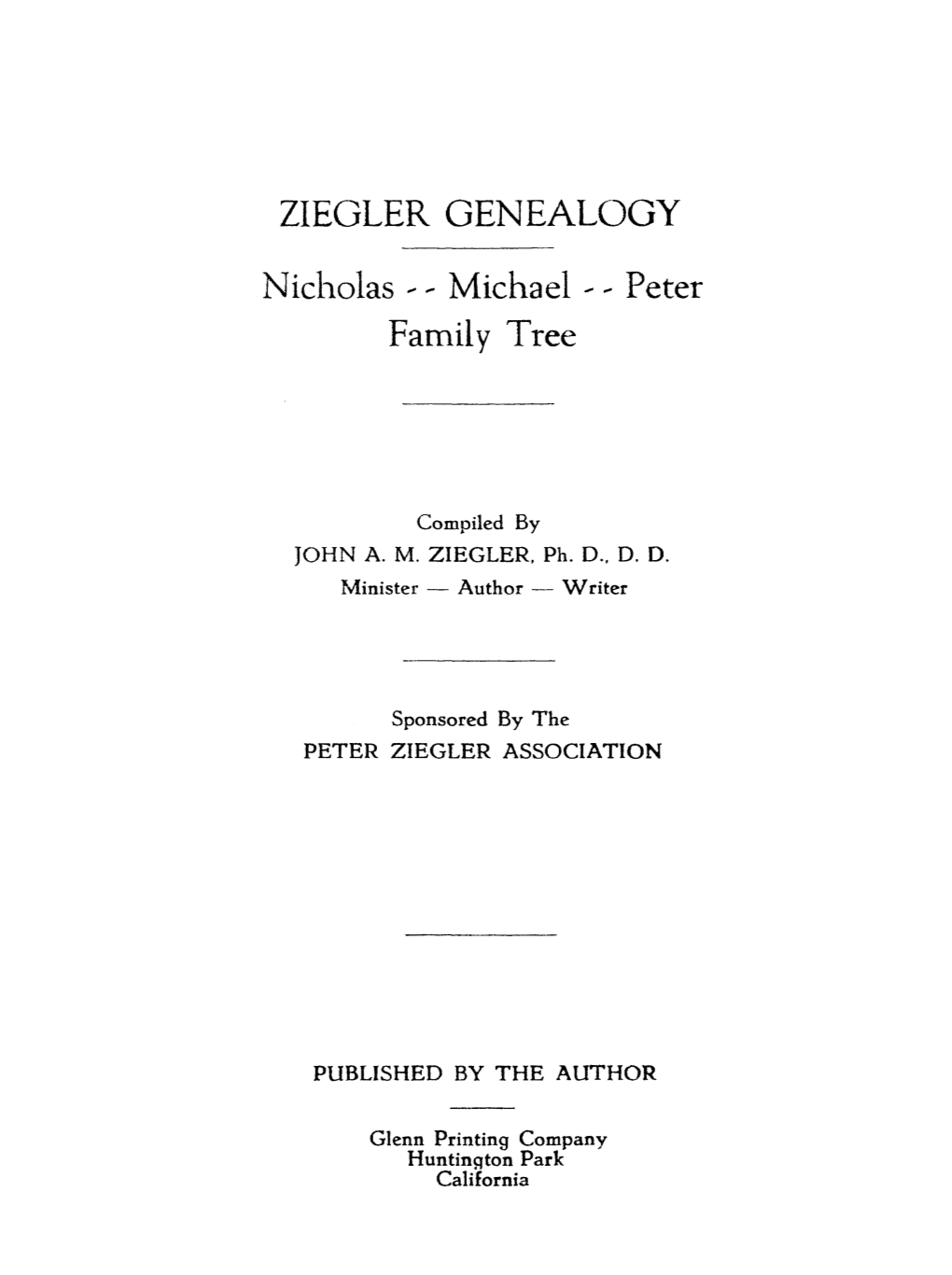 Ziegler Genealogy