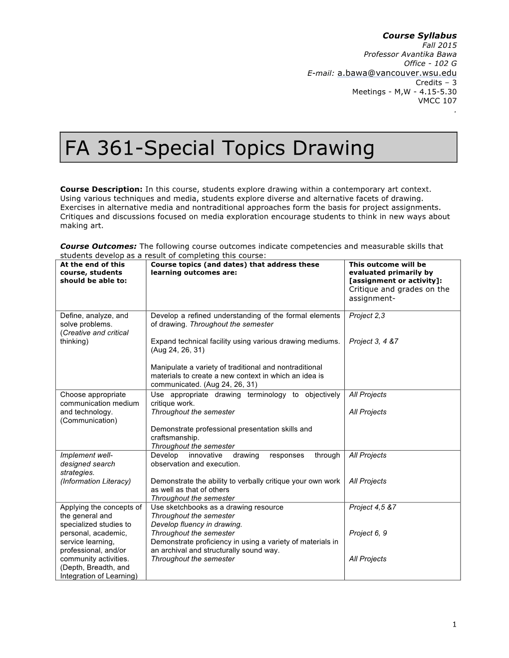 FA 361-Special Topics Drawing