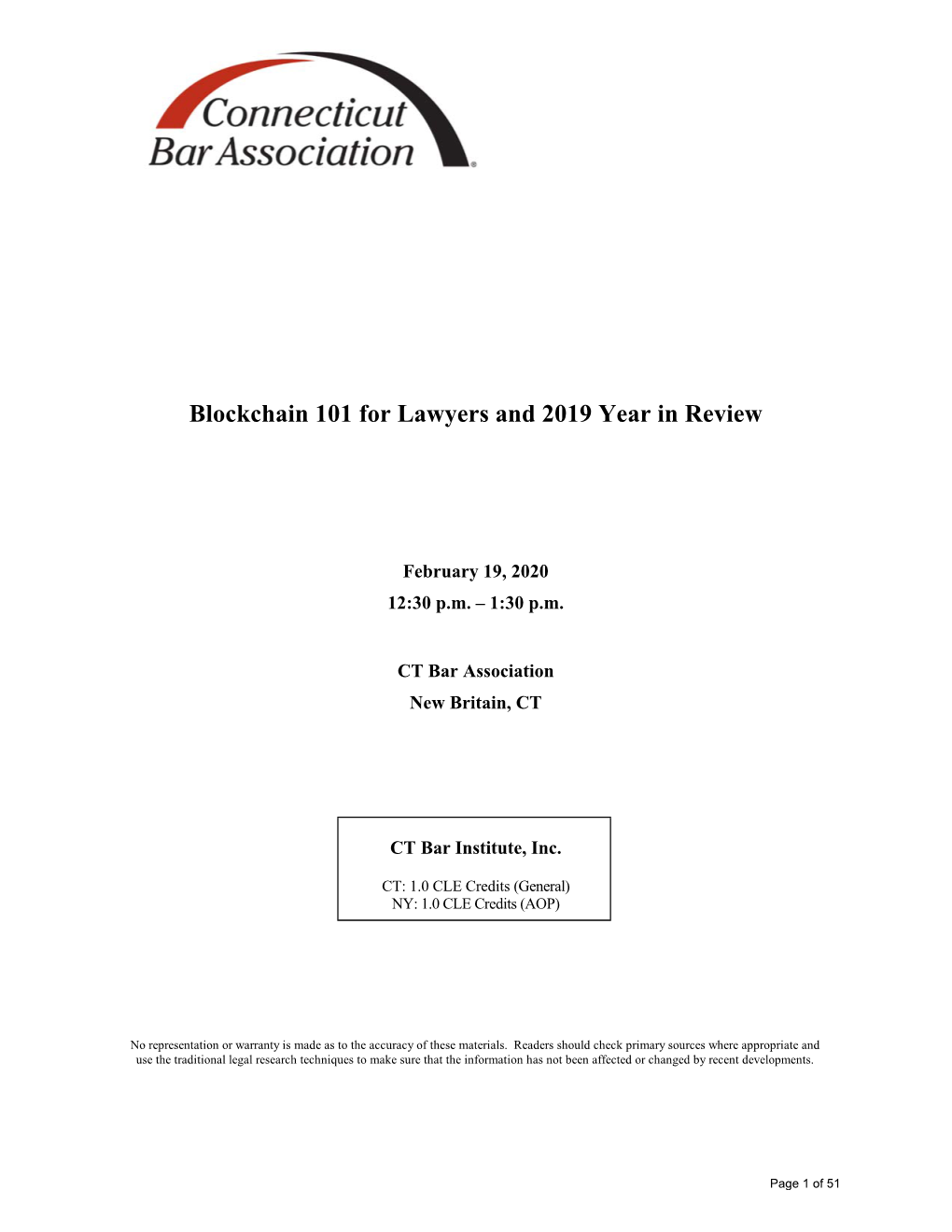 Blockchain 101 for Lawyers and 2019 Year in Review