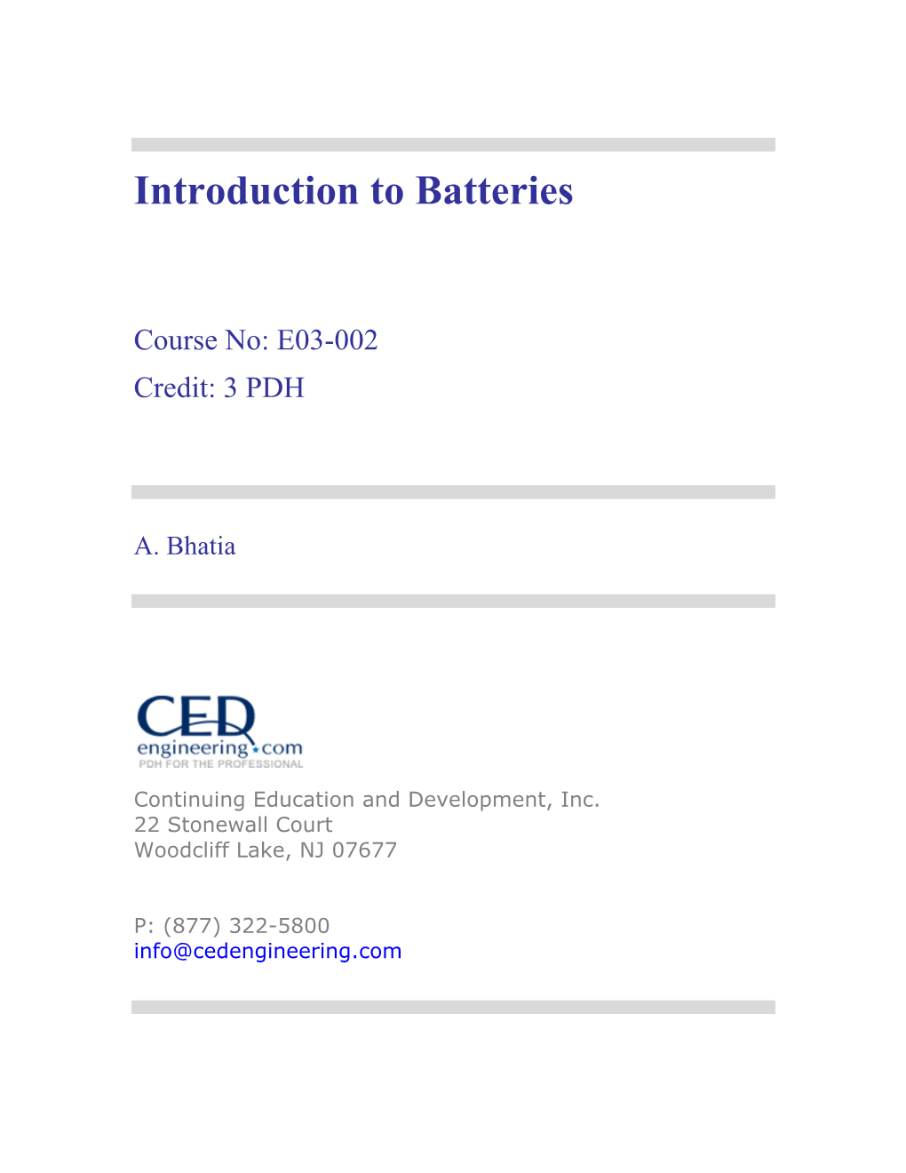 Introduction to Batteries