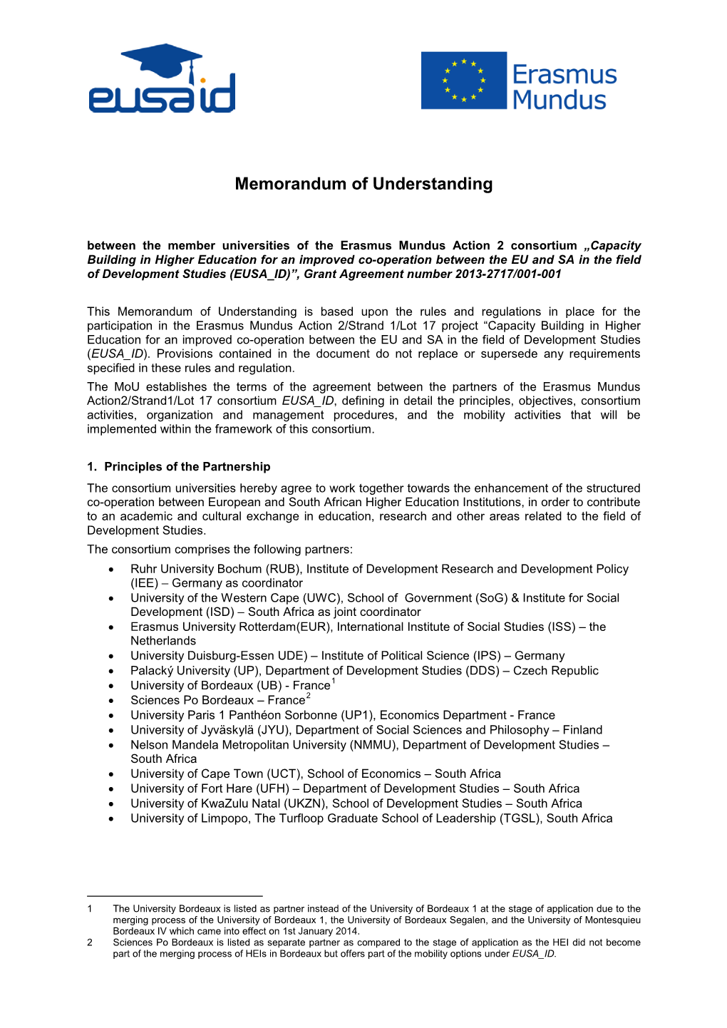 Memorandum of Understanding