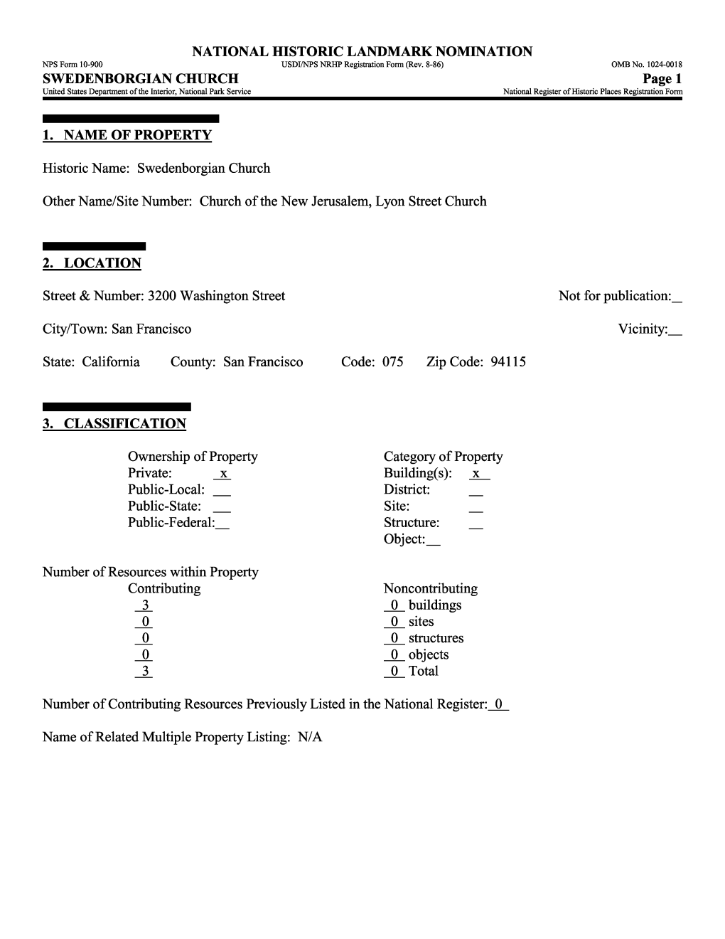 NATIONAL HISTORIC LANDMARK NOMINATION NPS Form 10-900 USDI/NPS NRHP Registration Form (Rev