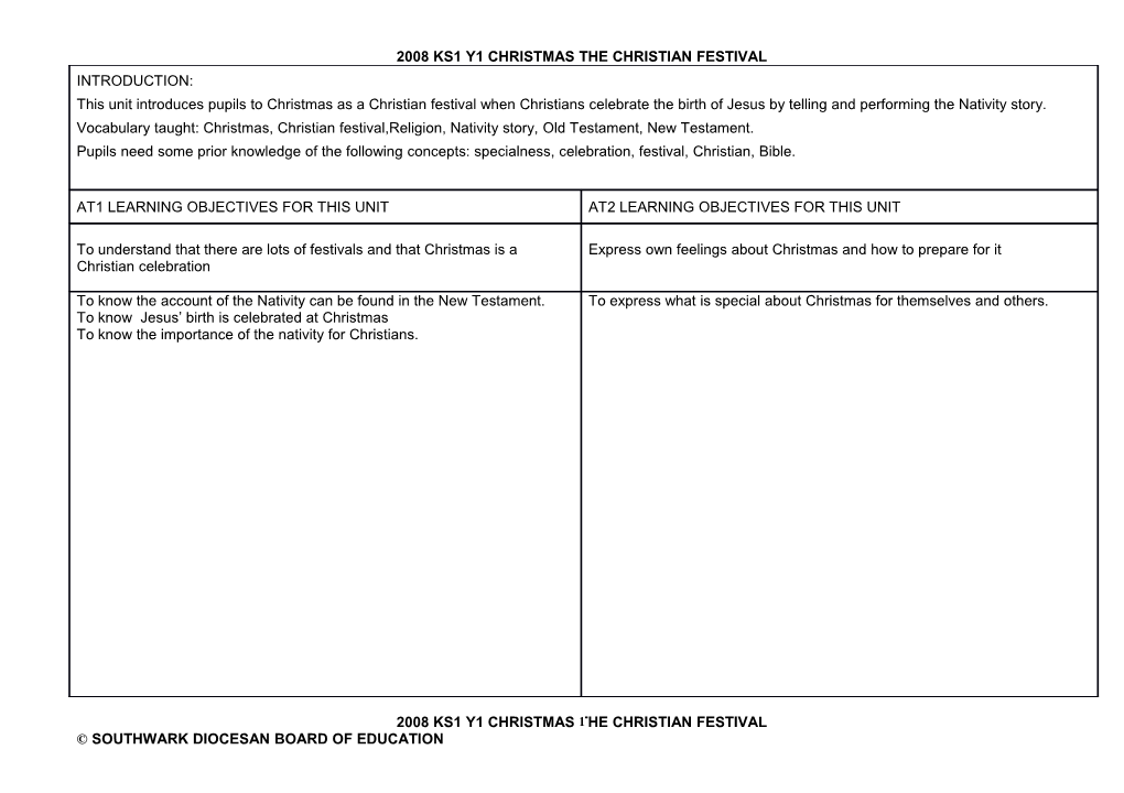 THIS UNIT Is an Introduction to Islam for Y1 Or Y2