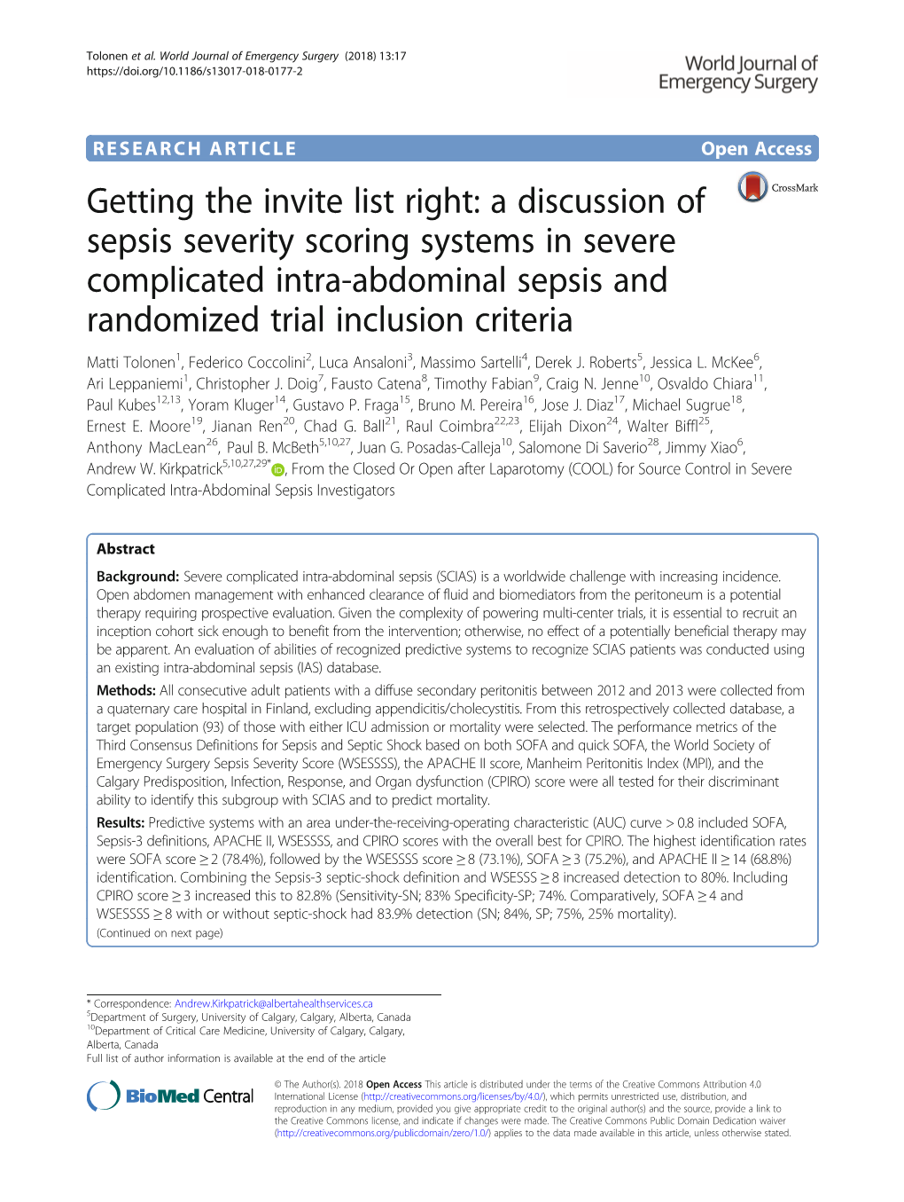 A Discussion of Sepsis Severity Scoring Systems in Severe Complicated