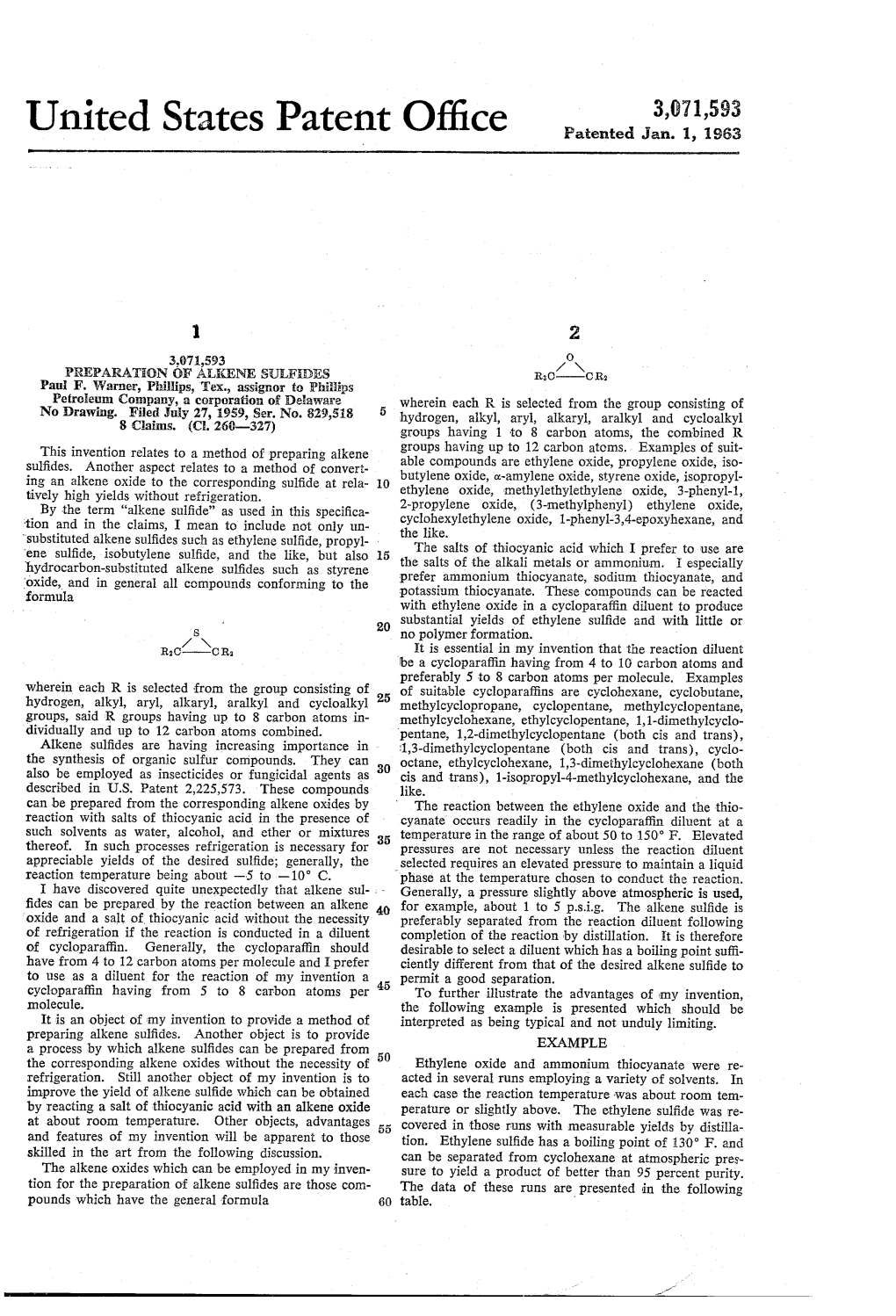 United States Patent Office Patented Jan