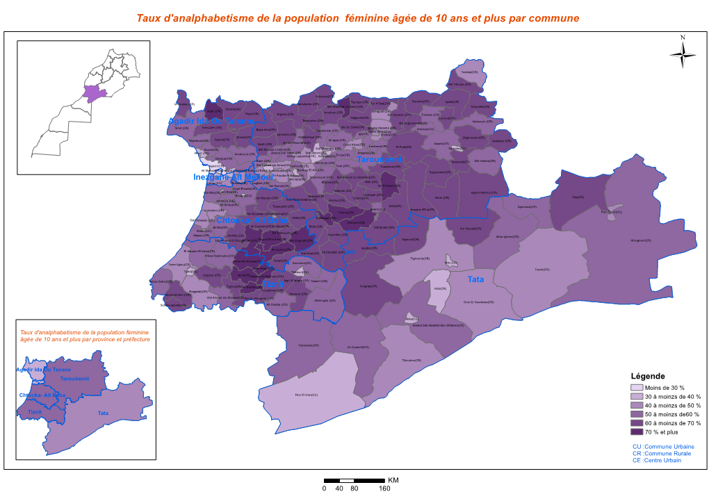 Taux D'analphabetisme De La Population Féminine Âgée De 10 Ans Et Plus Par Commune Ü Toubkal(CR)