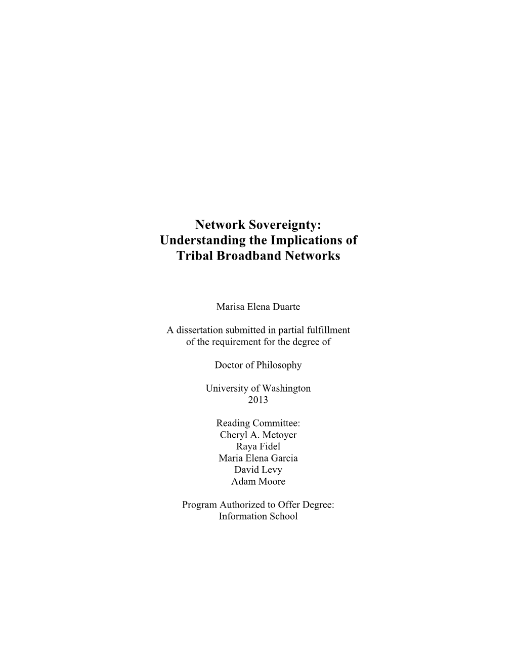 Network Sovereignty: Understanding the Implications of Tribal Broadband Networks