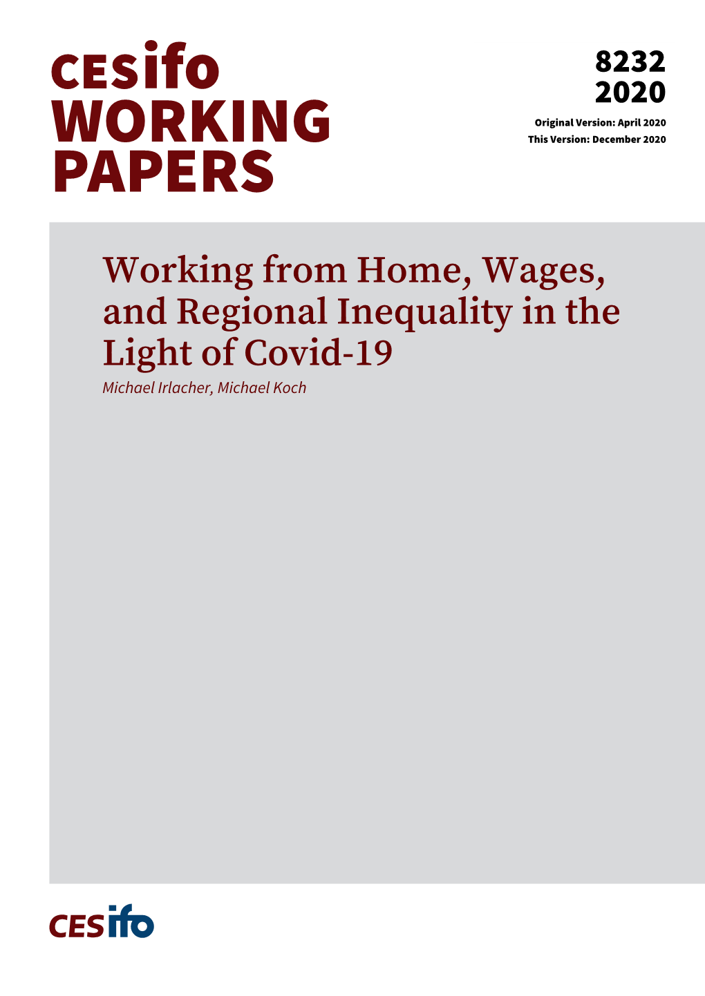 Cesifo Working Paper No. 8232