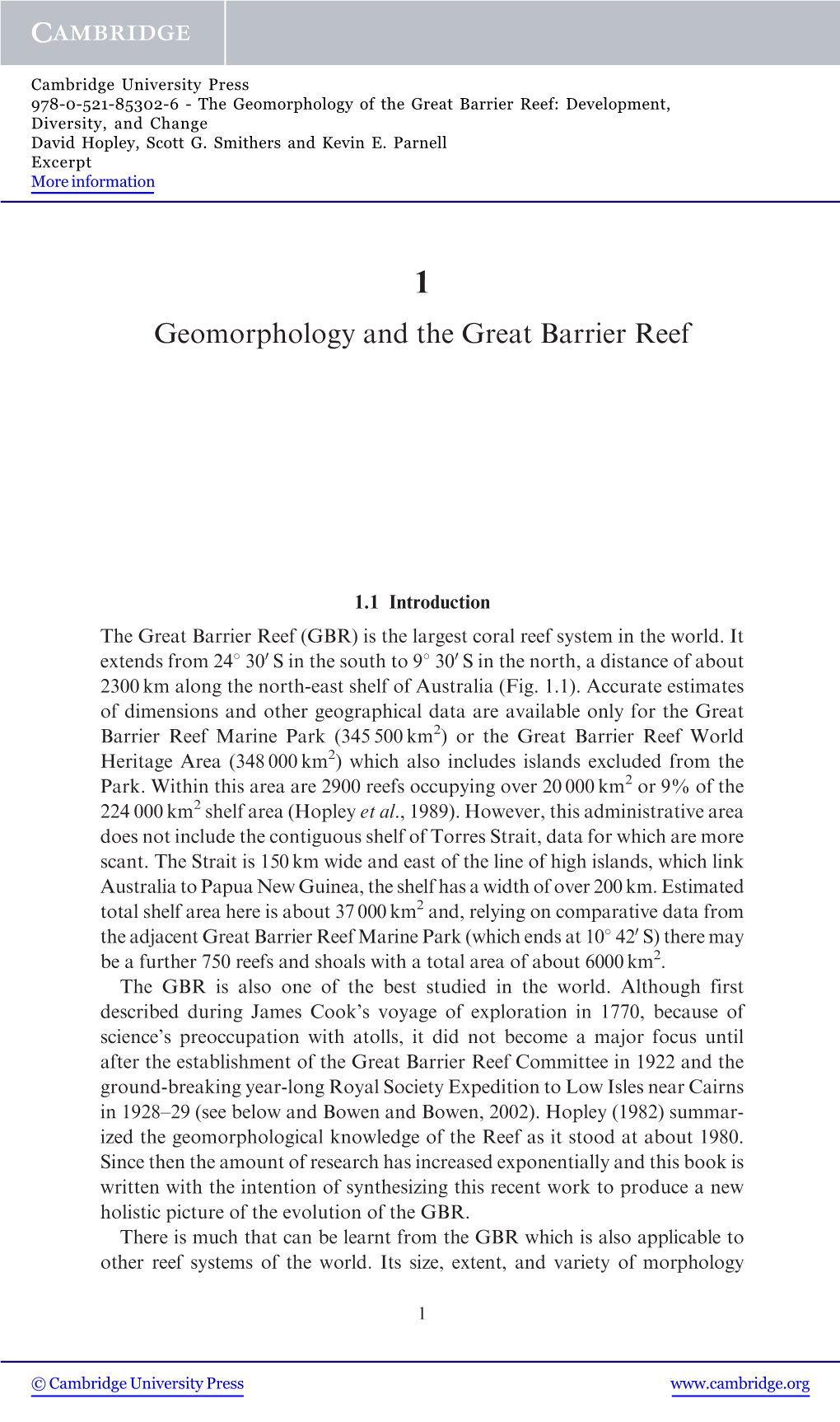 Geomorphology and the Great Barrier Reef