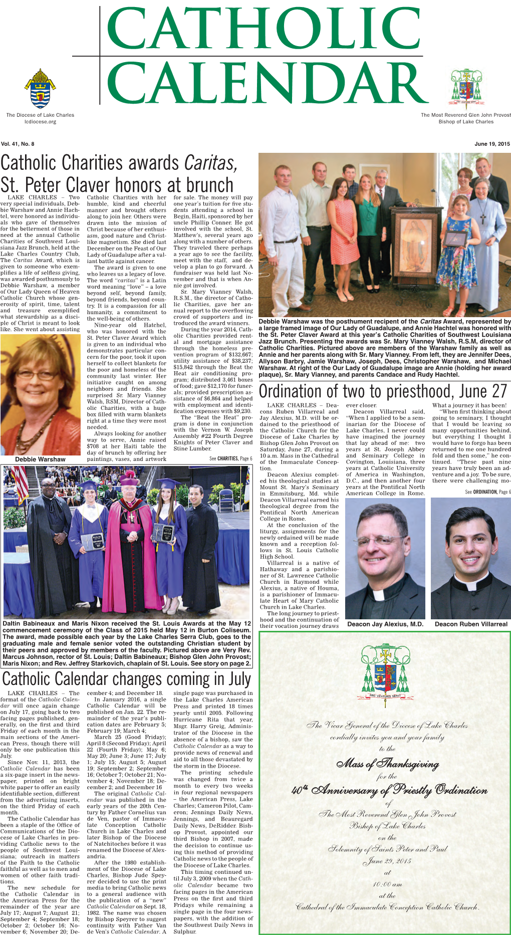 Catholic Charities Awards Caritas, St. Peter Claver Honors at Brunch LAKE CHARLES – Two Catholic Charities with Her for Sale