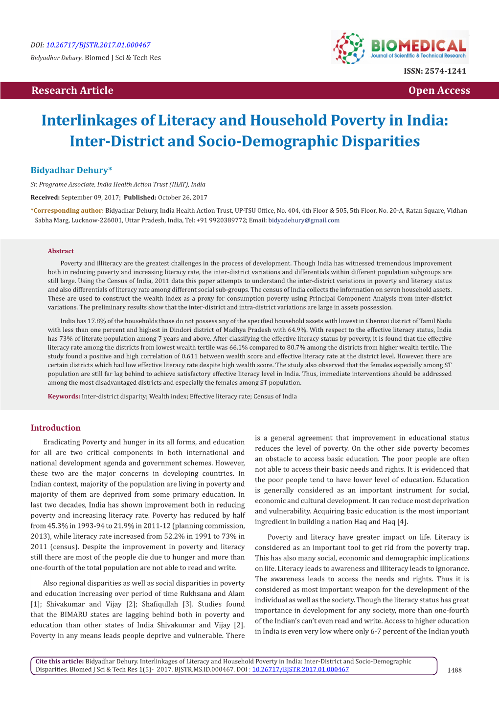 Interlinkages of Literacy and Household Poverty in India: Inter-District and Socio-Demographic Disparities