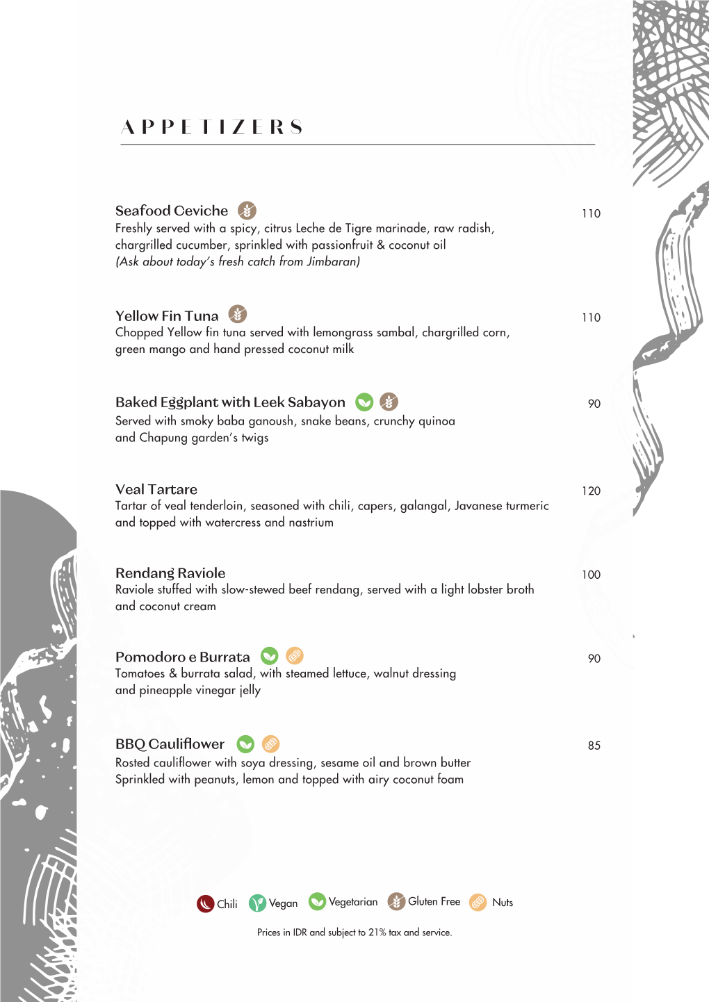 The Upper Deck Menu