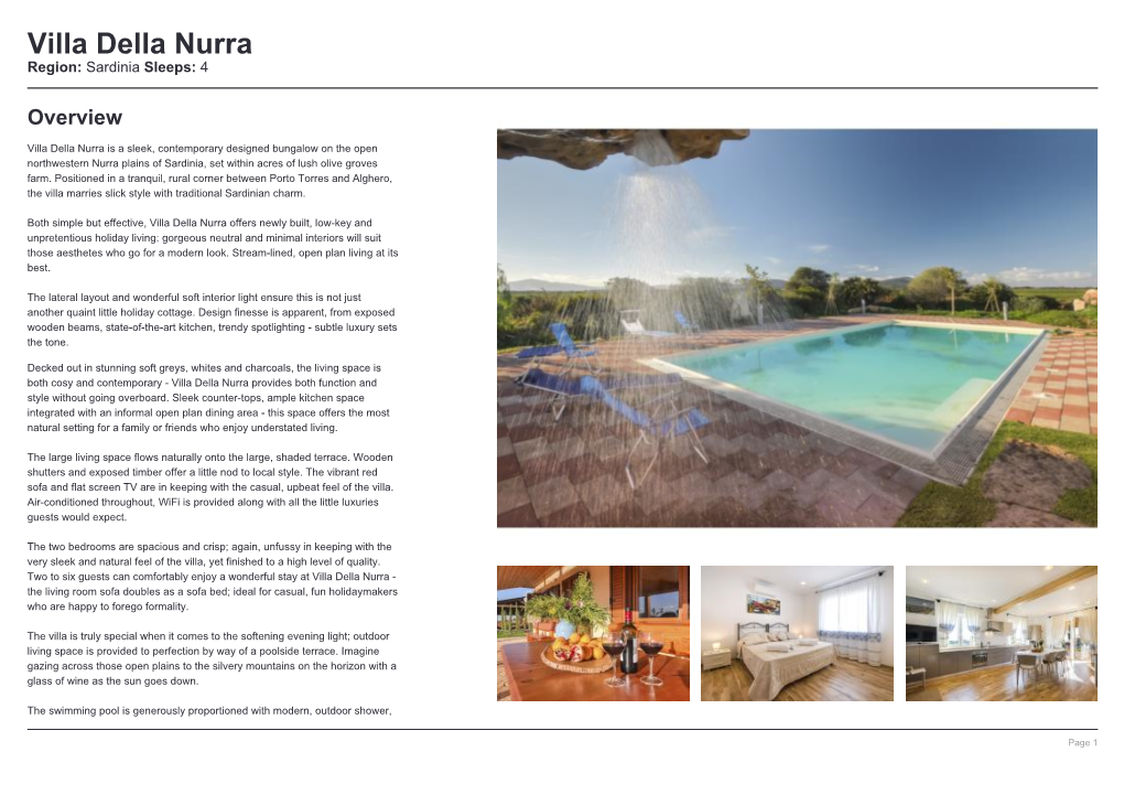 Villa Della Nurra Region: Sardinia Sleeps: 4