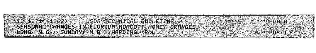 Seasonal Changes in Florida Murcott Honey Oranges