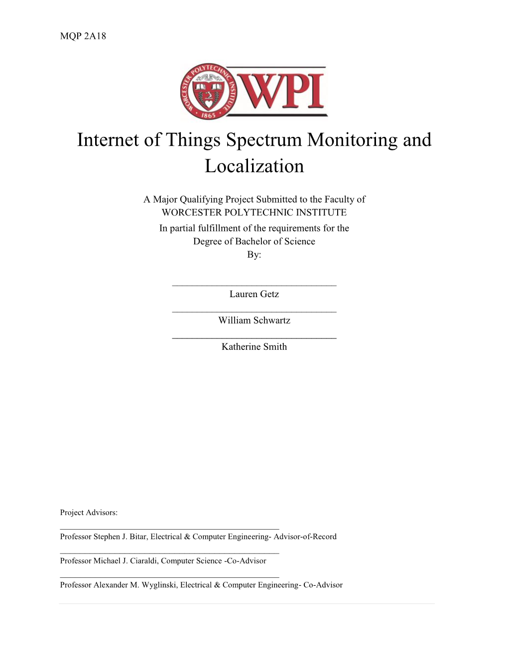 Internet of Things Spectrum Monitoring and Localization